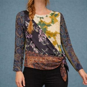Anthropologie Tiny Floral Patchwork Long Sleeve Top